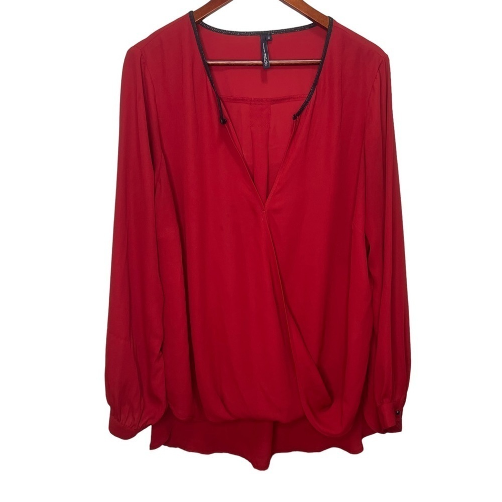 Addition Elle M Studio Burgundy Faux Wrap Sheer Blouse Size 18